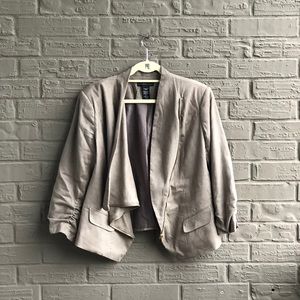 Faux Suede Blazer Zip Jacket Taupe